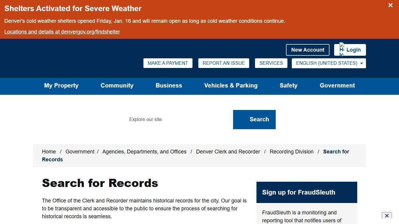 Search for Records - City and County of Denver
